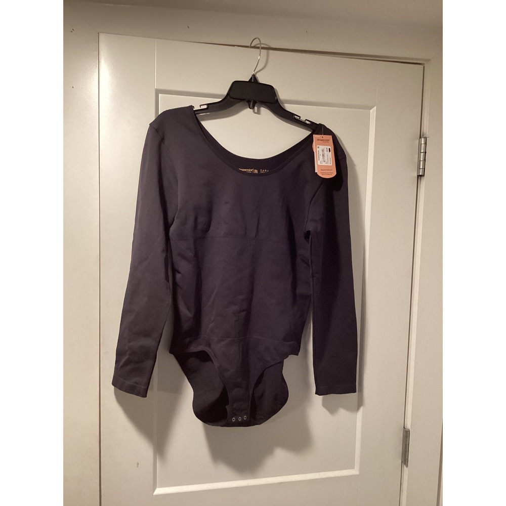 Shapermint Essentials All Day Every Day Long Sleeve Bodysuit Black 3XL 95005